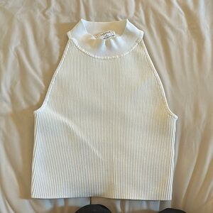 Aritzia White Ribbed Tank Top